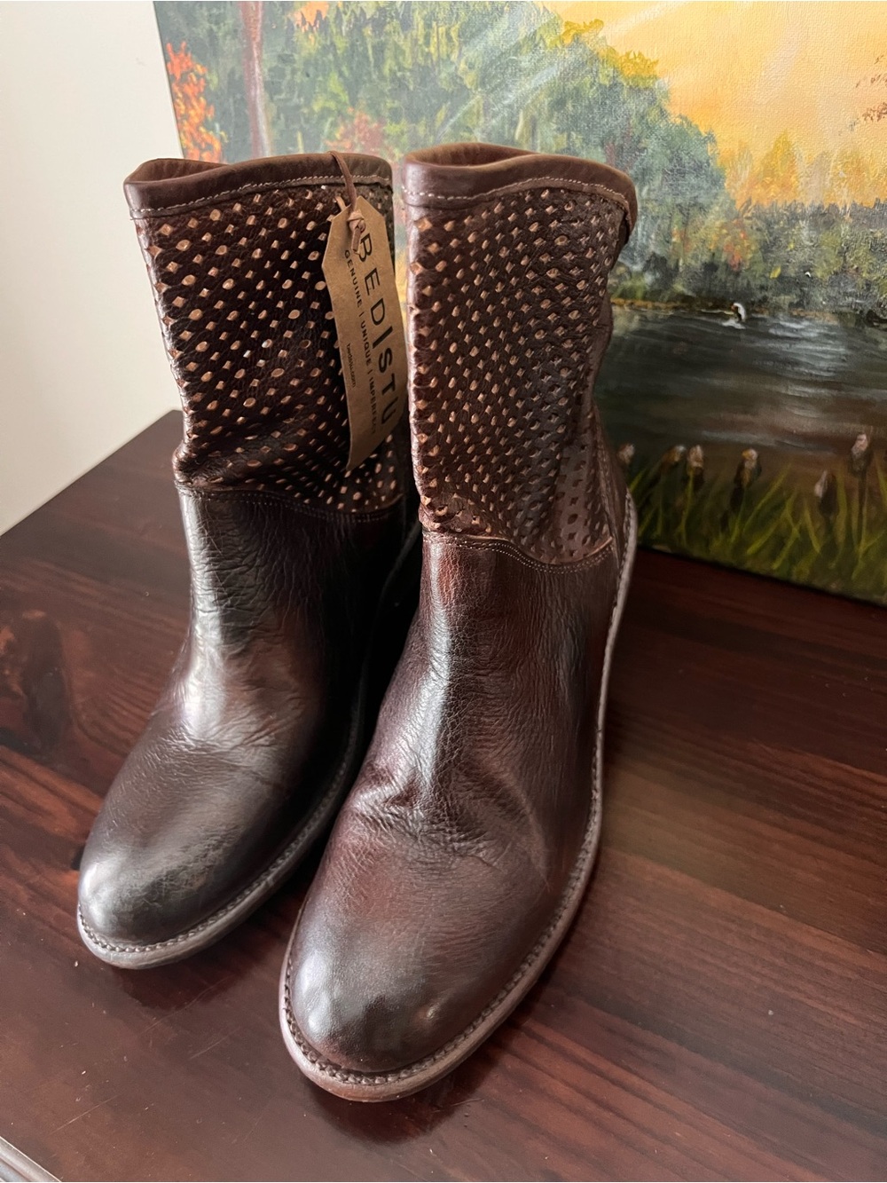Bed Stu perforated duchess Leather Ankle Boots - Classic boho style - Picture 3 of 8